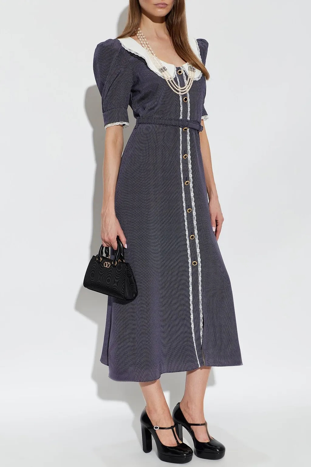Alessandra Rich Polka-Dot Midi Dress
