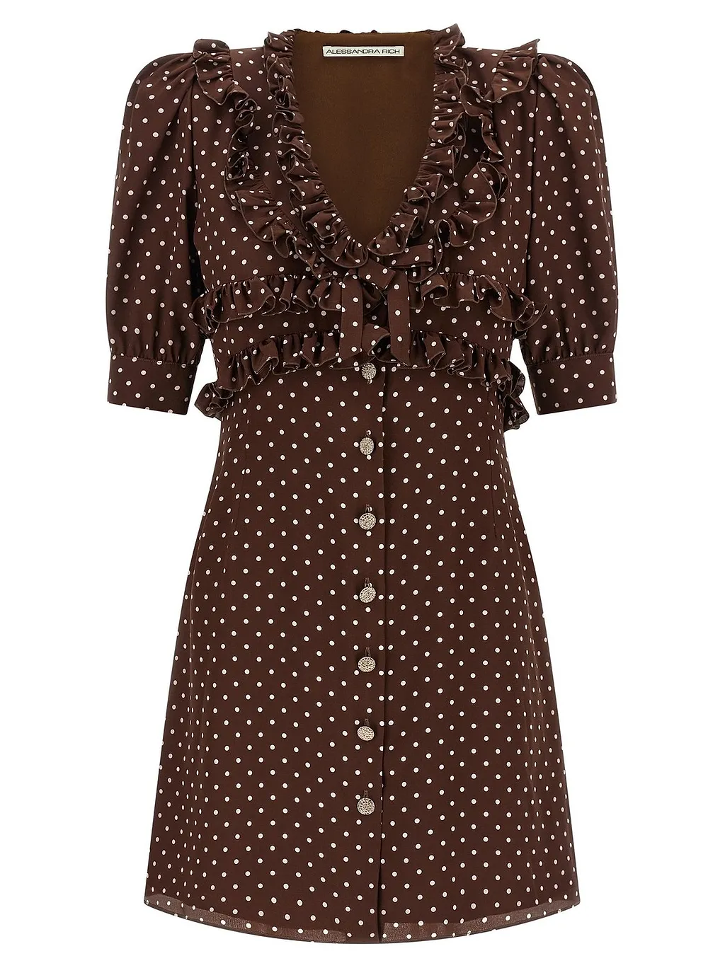 Alessandra Rich Ruffled Detail Polka Dot Mini Dress
