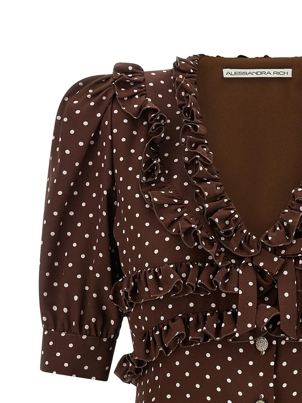 Alessandra Rich Ruffled Detail Polka Dot Mini Dress