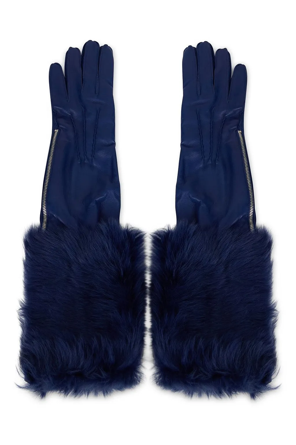 Alberta Ferretti Zip Cuff Faux Fur Gloves