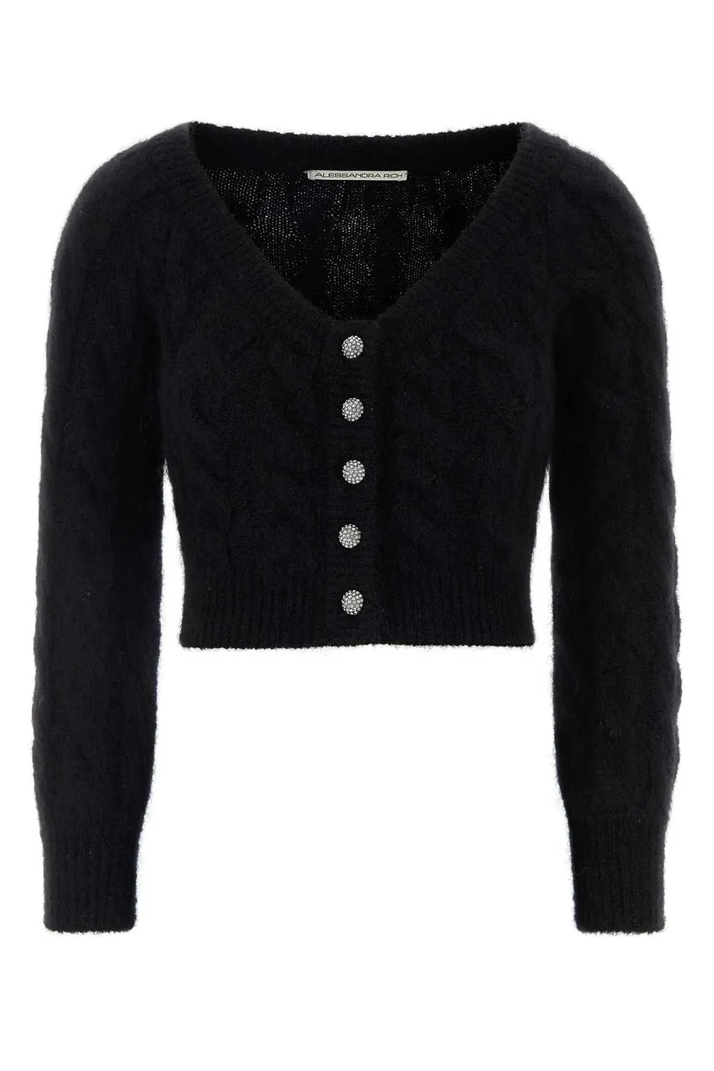Alessandra Rich Sequin Cable-Knit Knitted Top