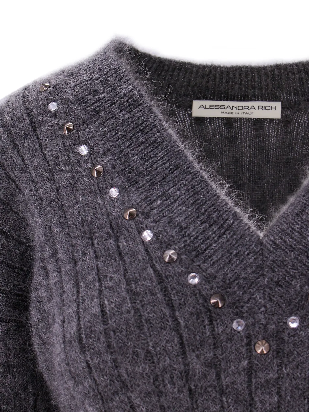 Alessandra Rich V-Neck Rib-Knit Jumper