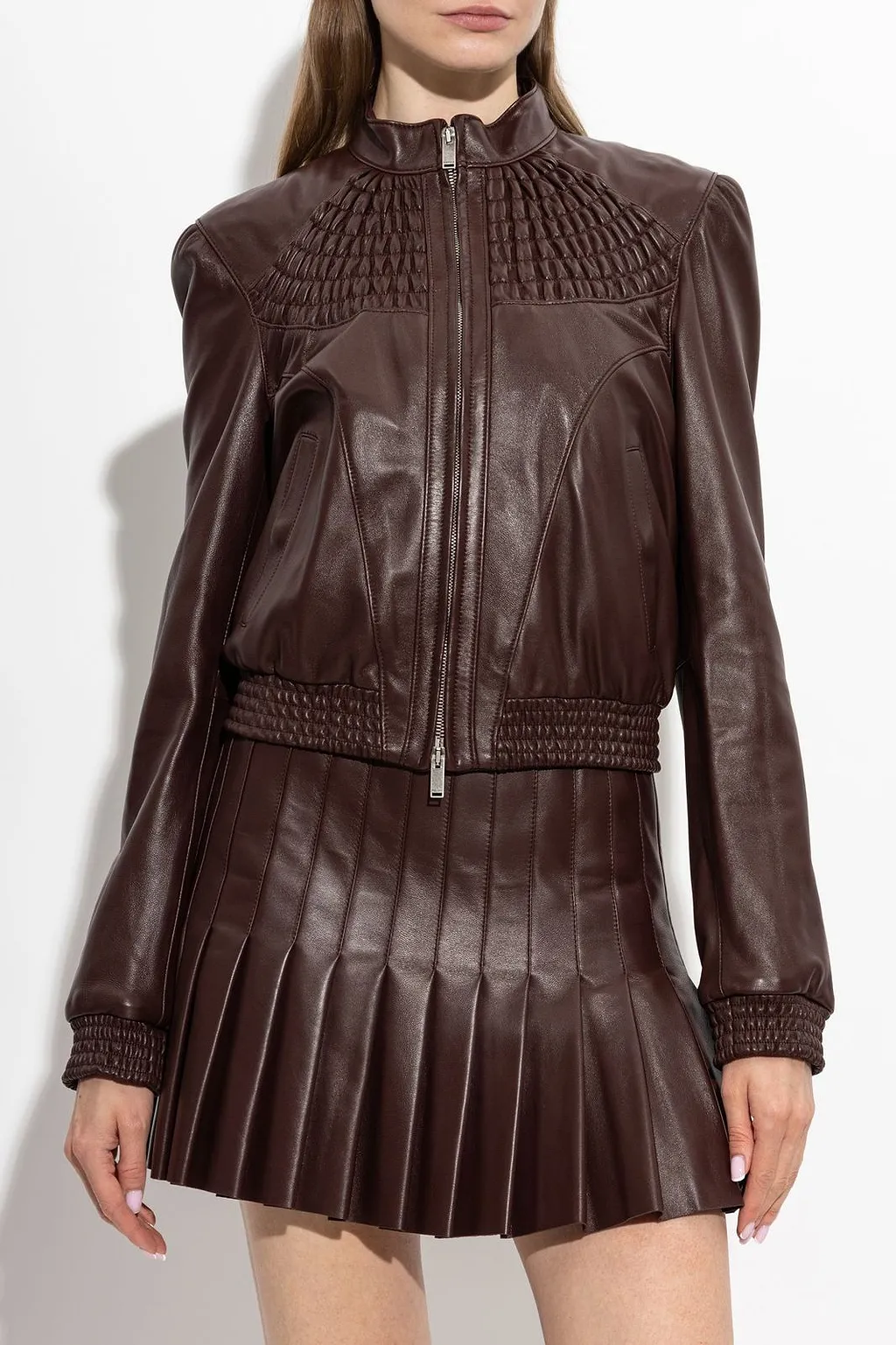 Alexander Mcqueen Smocking Zip-Up Jacket