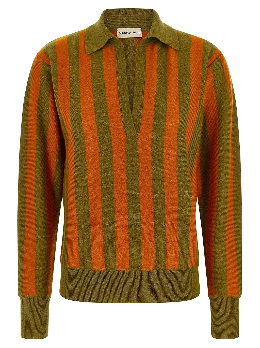 Alberto Biani Striped Knit Polo Sweater