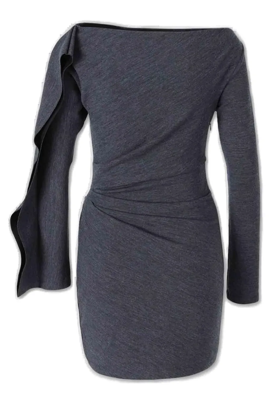 Alexander Wang Asymmetric Drape Ls Mini Dress