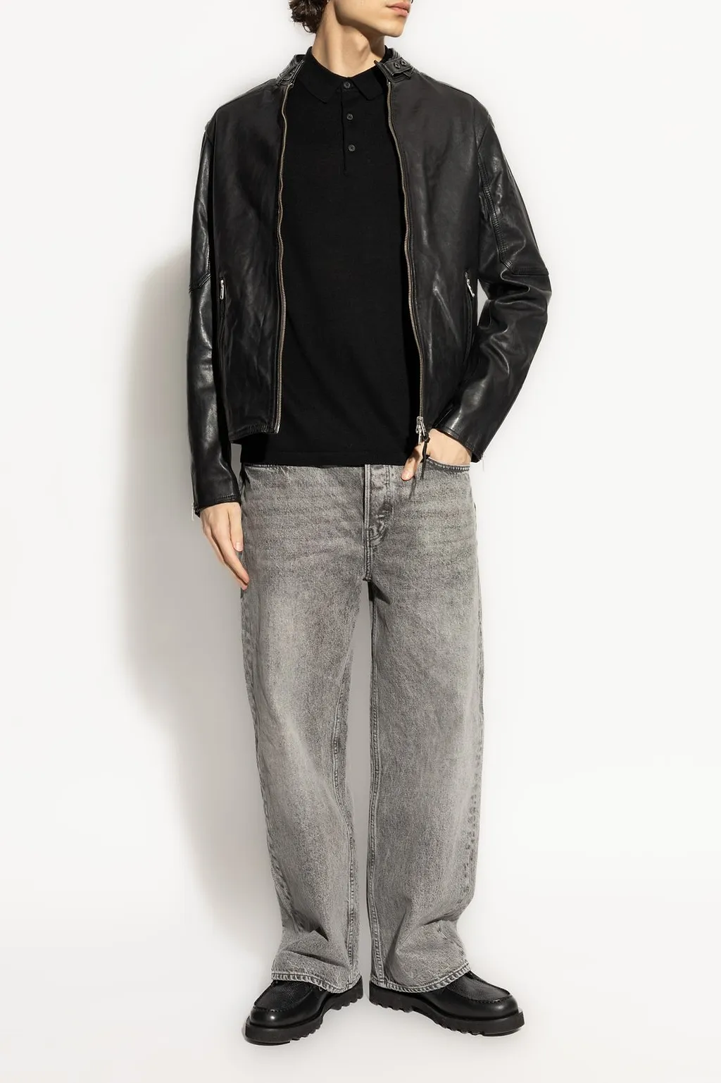Allsaints Classic Embroidered Polo Shirt