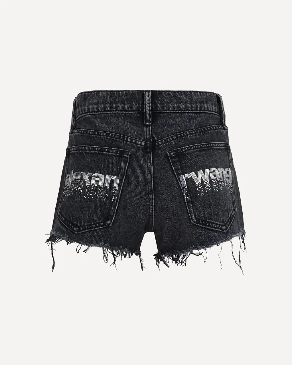 Alexander Wang Embellished Logo Frayed Denim Shorts