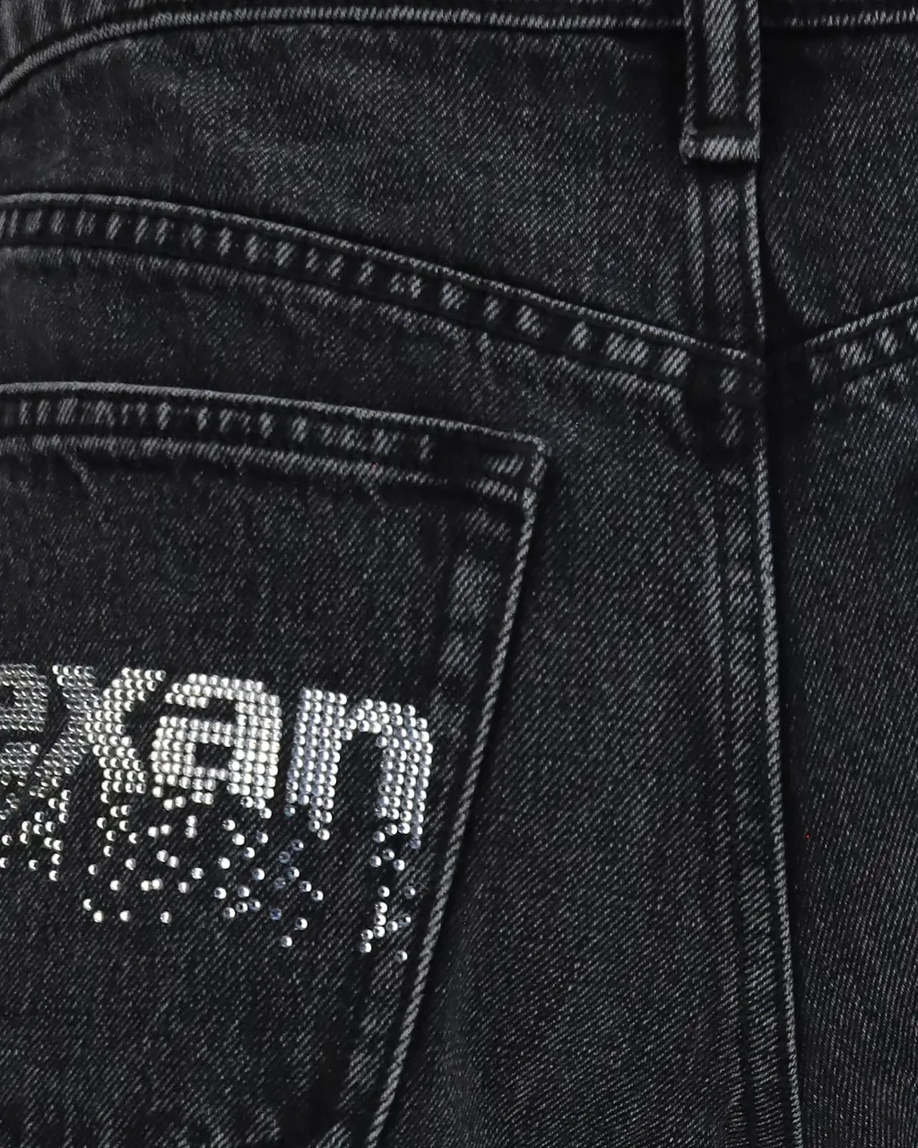 Alexander Wang Embellished Logo Frayed Denim Shorts