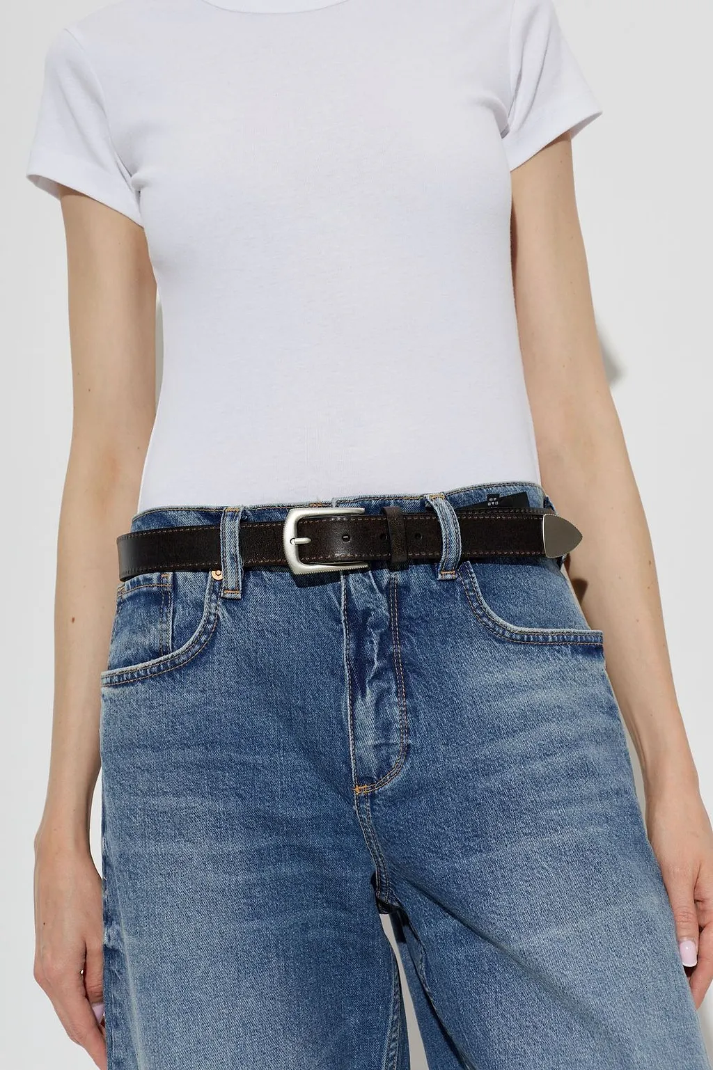 Allsaints Contrast Stitch Leather Belt