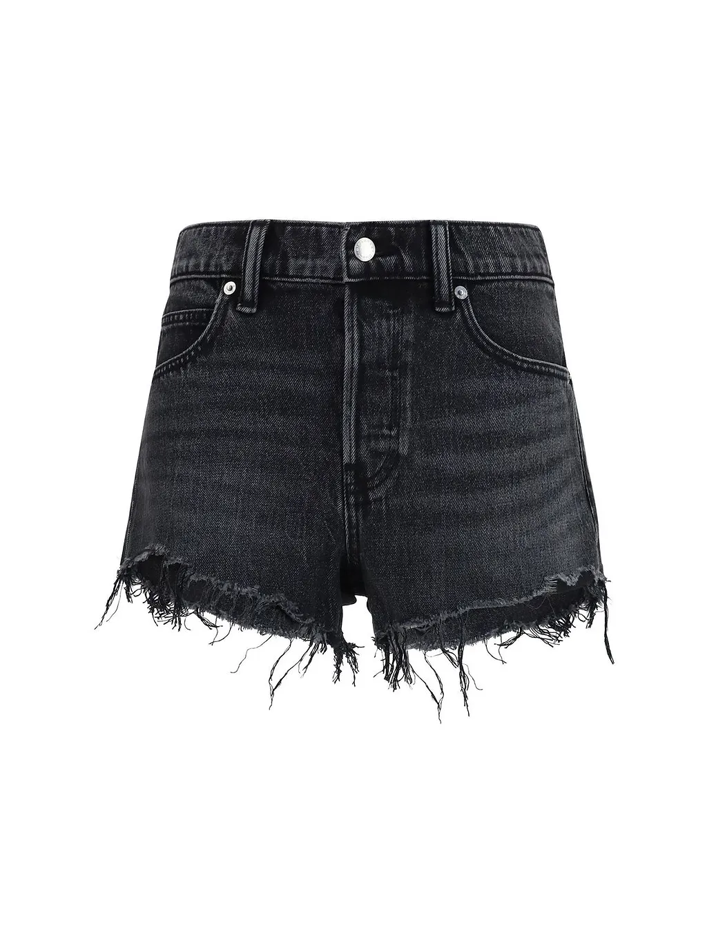 Alexander Wang Embellished Logo Frayed Denim Shorts
