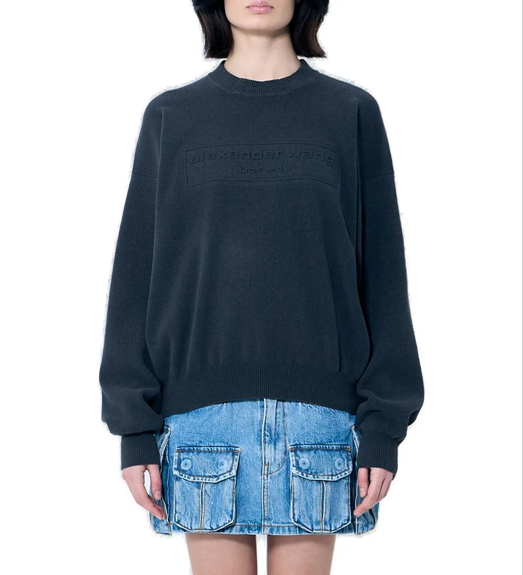 Alexander Wang Logo Embossed Ribbed-Knit Jumper