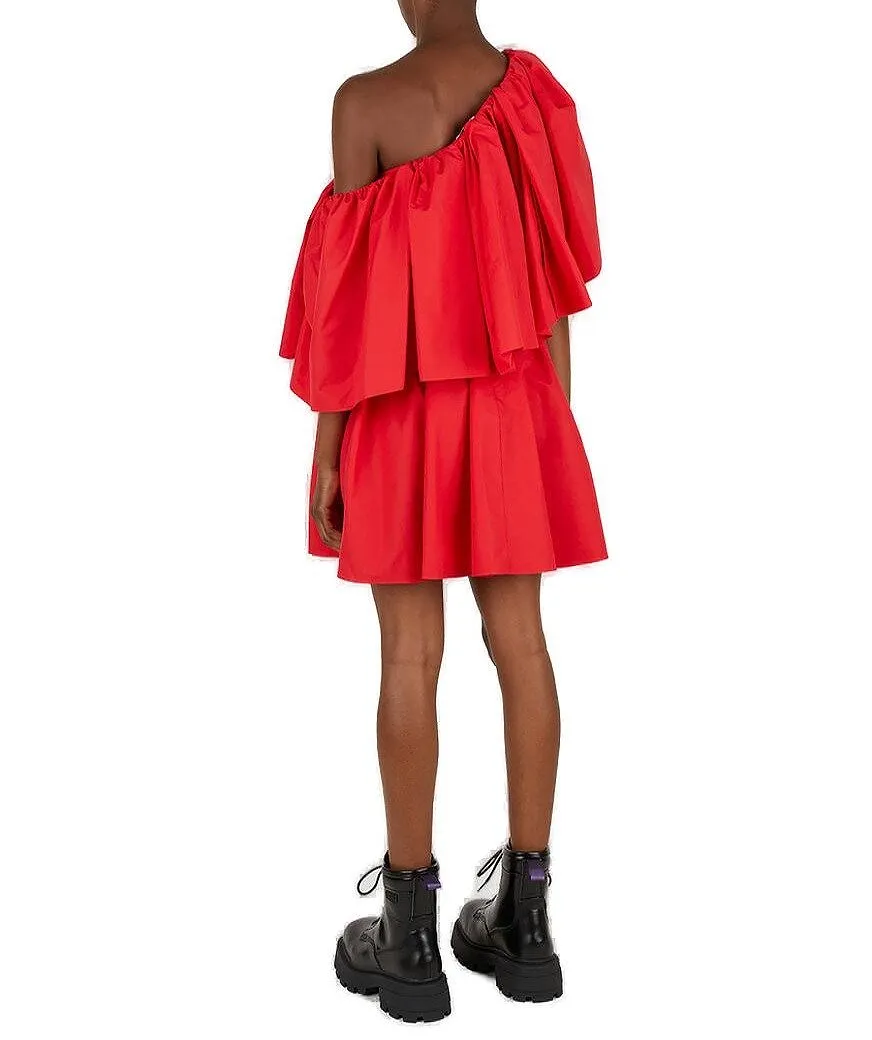 Alexander Mcqueen Asymmetric Ruffle Mini Dress