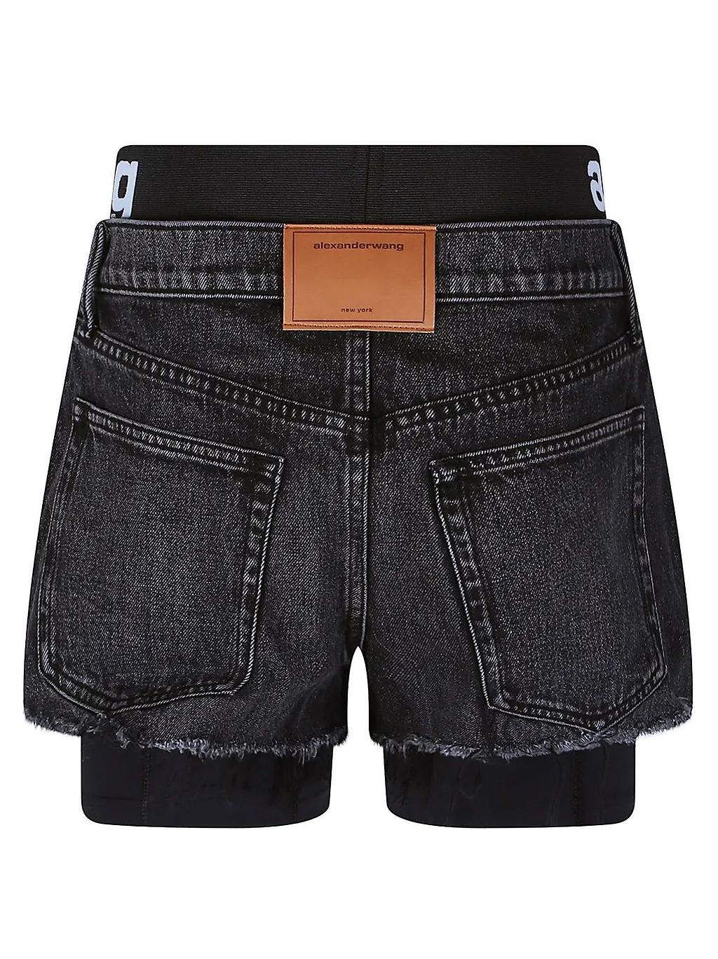 Alexander Wang Logo Waist Frayed Denim Shorts