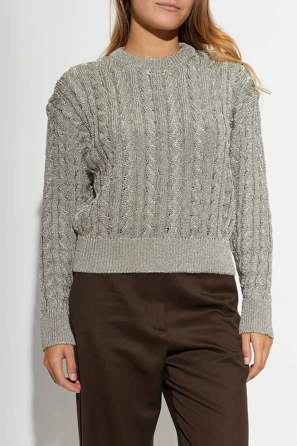 Alexander Mcqueen Cable Knit Lurex Sweater