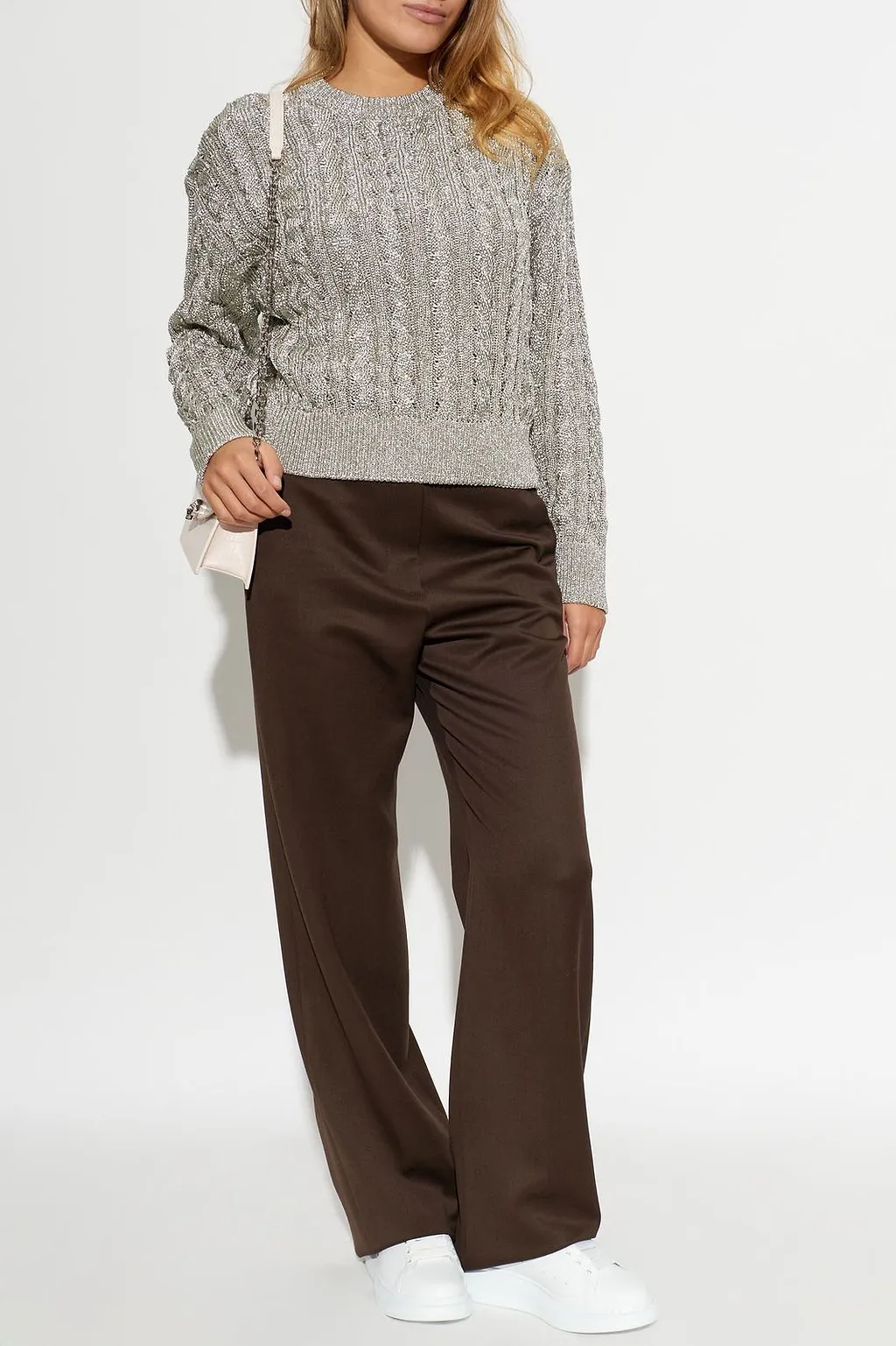 Alexander Mcqueen Cable Knit Lurex Sweater