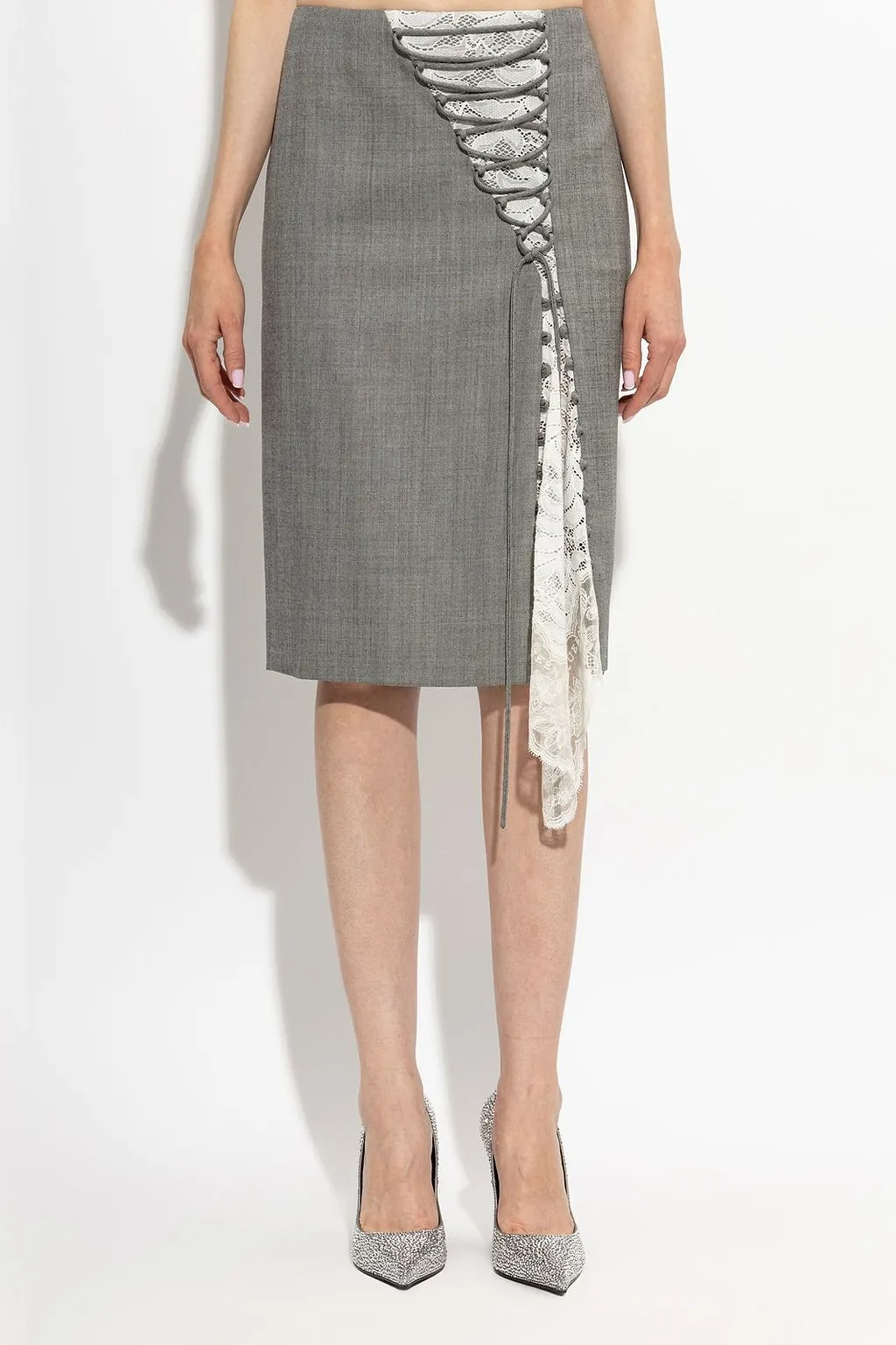 Alexander Mcqueen Corset Lacing Panel Pencil Skirt