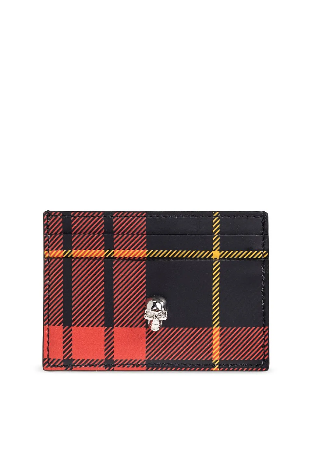 Alexander Mcqueen Checkered Skull Stud Card Holder