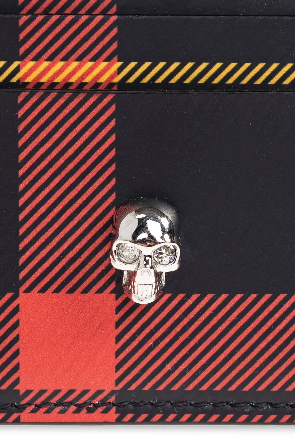 Alexander Mcqueen Checkered Skull Stud Card Holder
