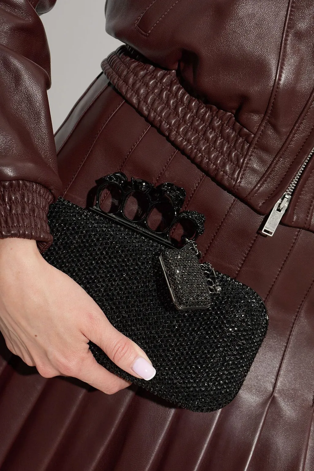 Alexander Mcqueen Crystal Knuckle Box Bag Charm
