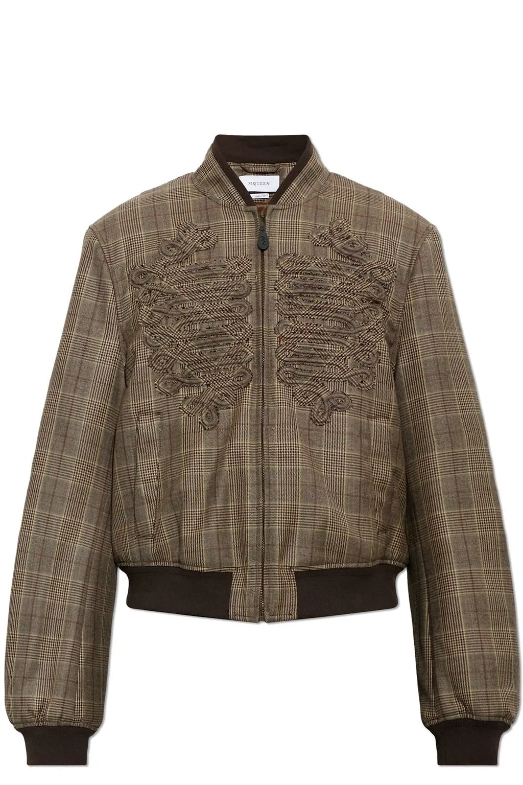 Alexander Mcqueen Embroidered Check Bomber Jacket