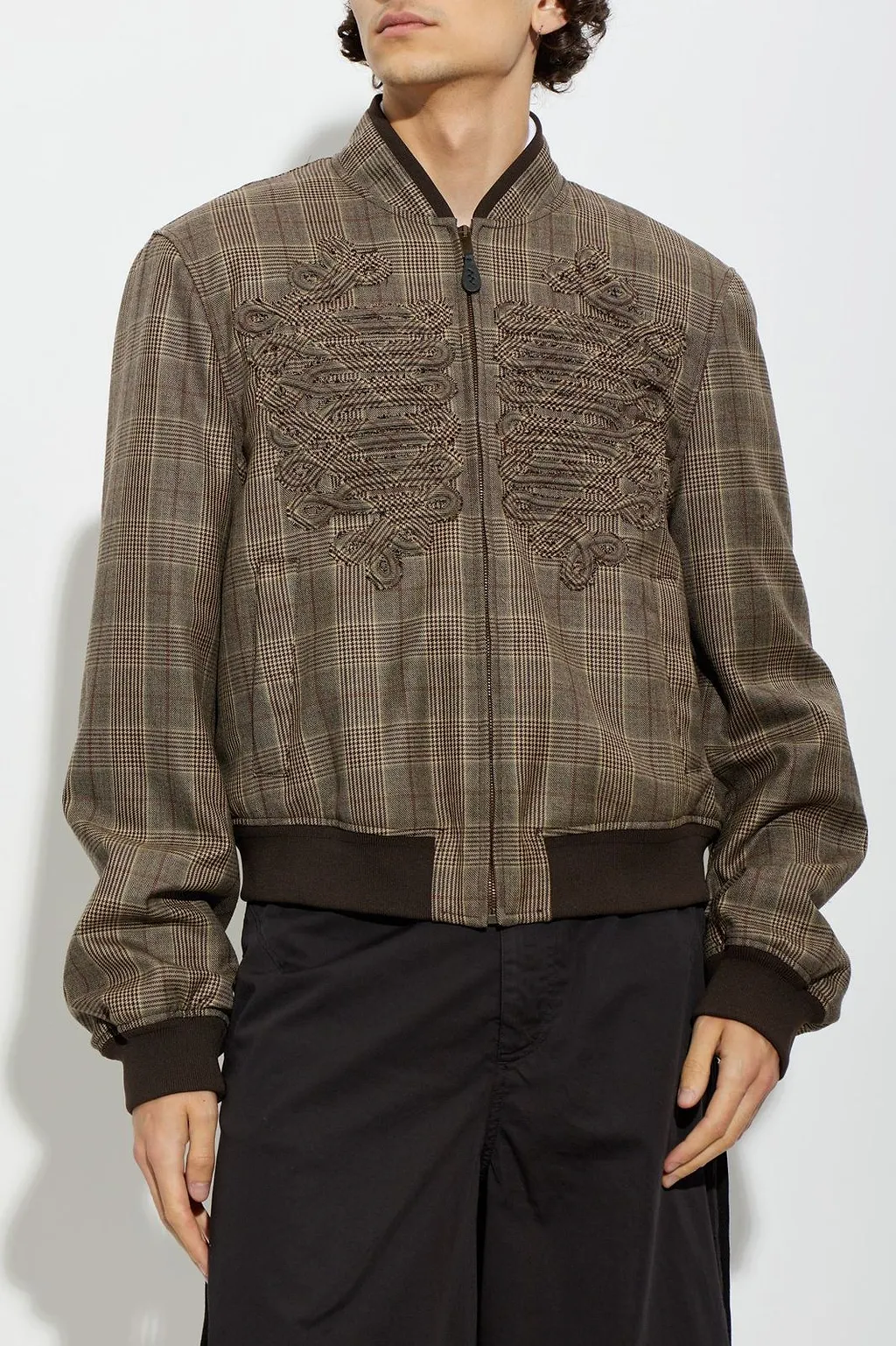 Alexander Mcqueen Embroidered Check Bomber Jacket