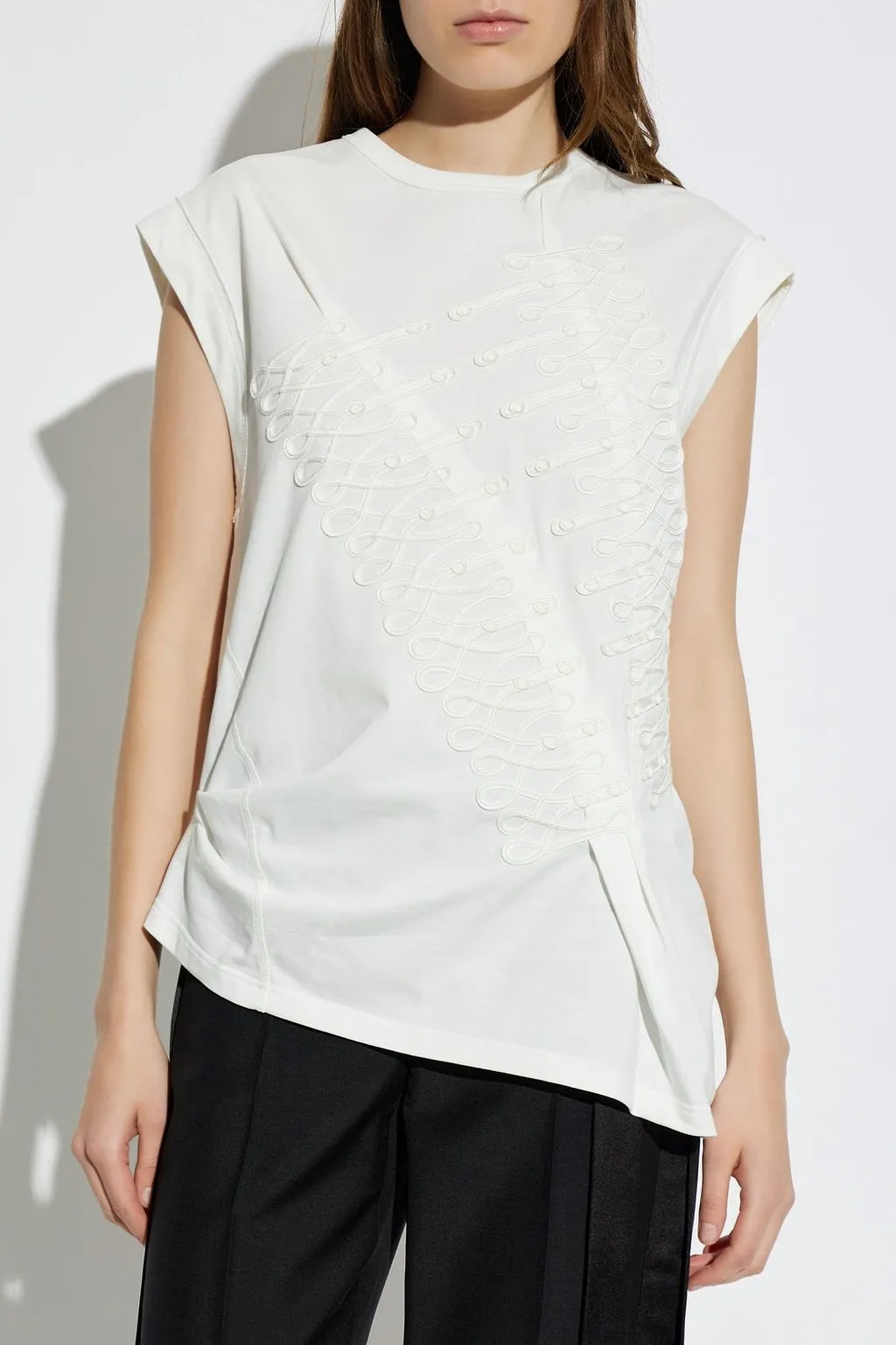Alexander Mcqueen Embroidered Asymmetric Top