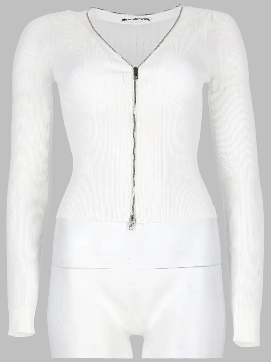 Alexander Wang Zip-Up Pointelle Cardigan