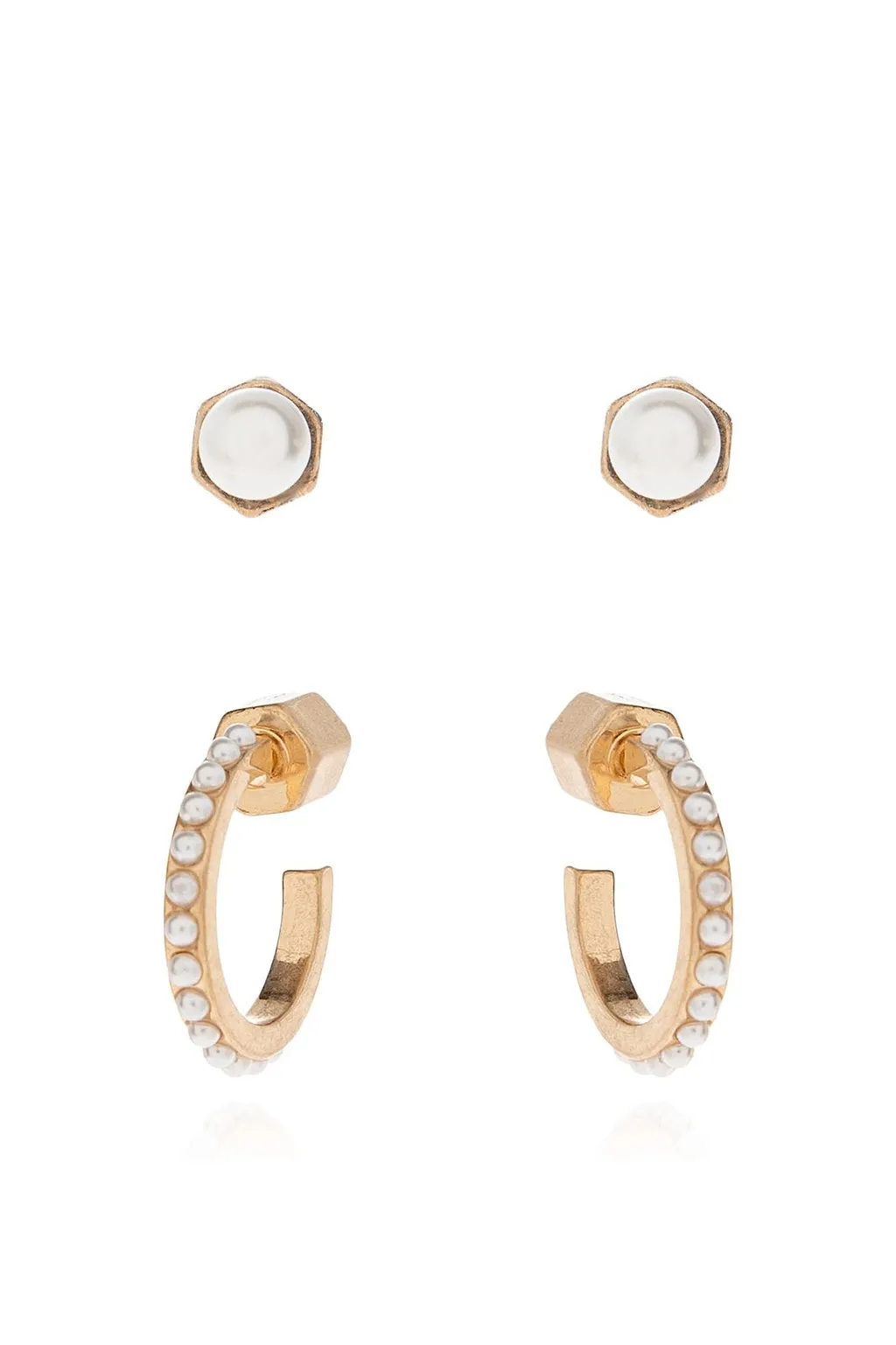 Allsaints Hex Stud And Hoop Earrings Set
