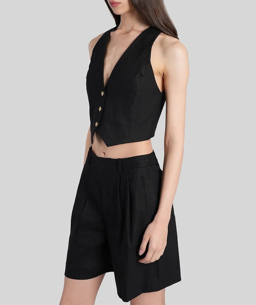 Alice + Olivia Donna Buttoned Cropped Waistcoat