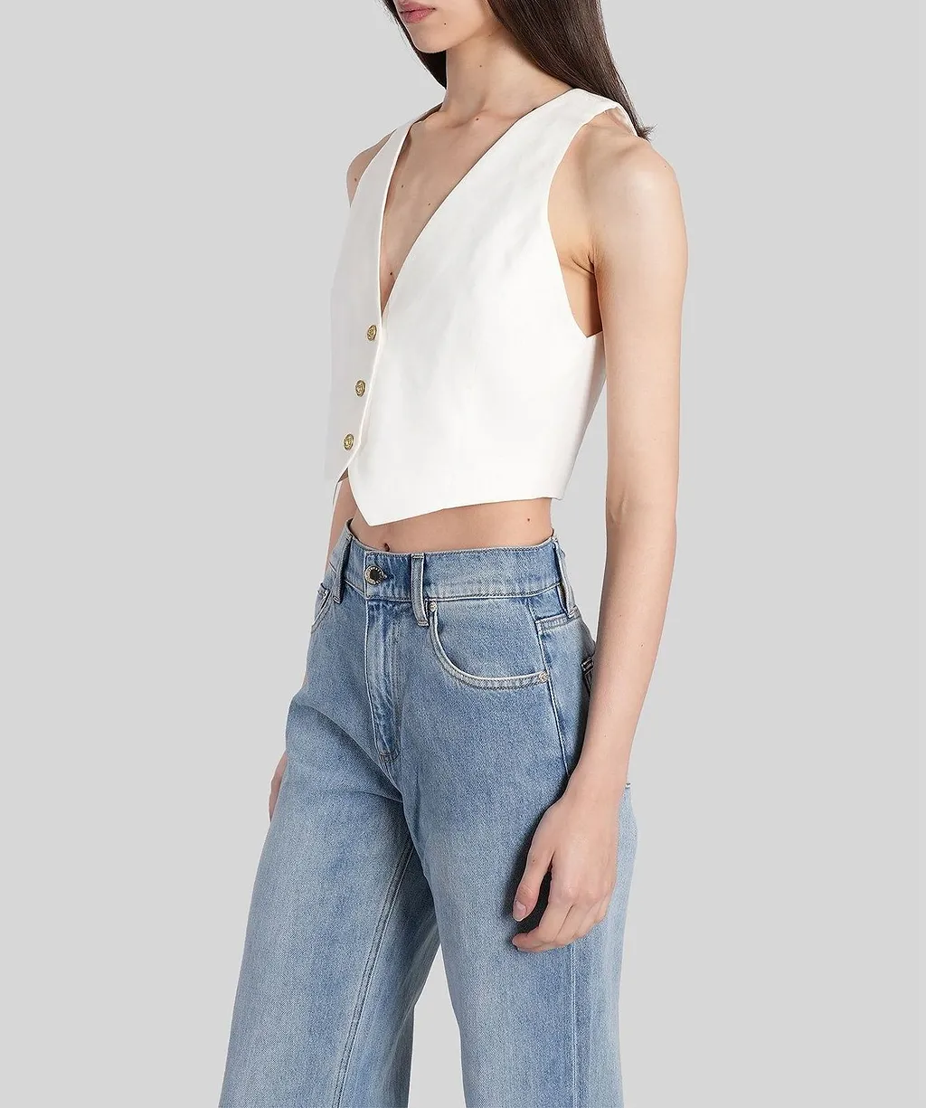 Alice + Olivia Donna Buttoned Cropped Waistcoat