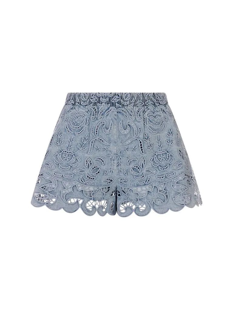 Alice + Olivia Kenley Eyelet Denim Shorts