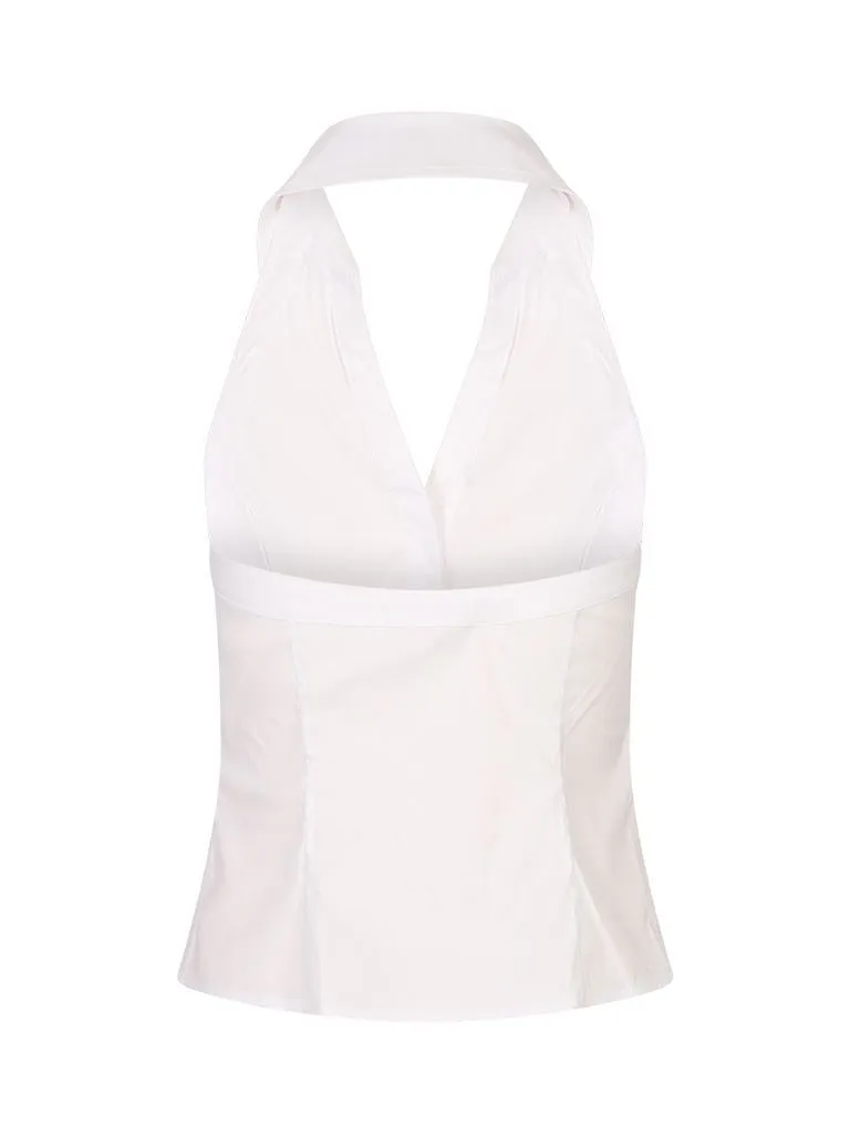 Alice + Olivia Freya Button Down Halter Top