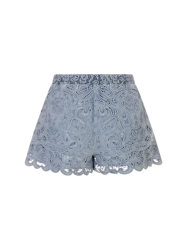 Alice + Olivia Kenley Eyelet Denim Shorts