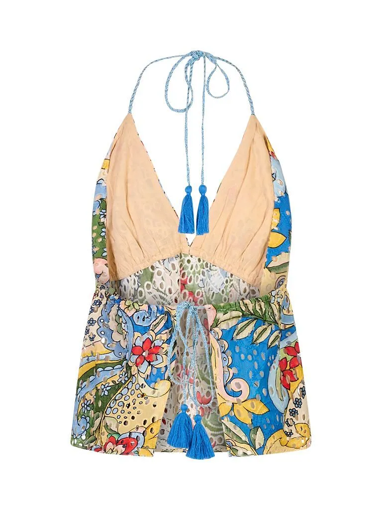 Alice + Olivia Karolina Floral-Printed Halter Top