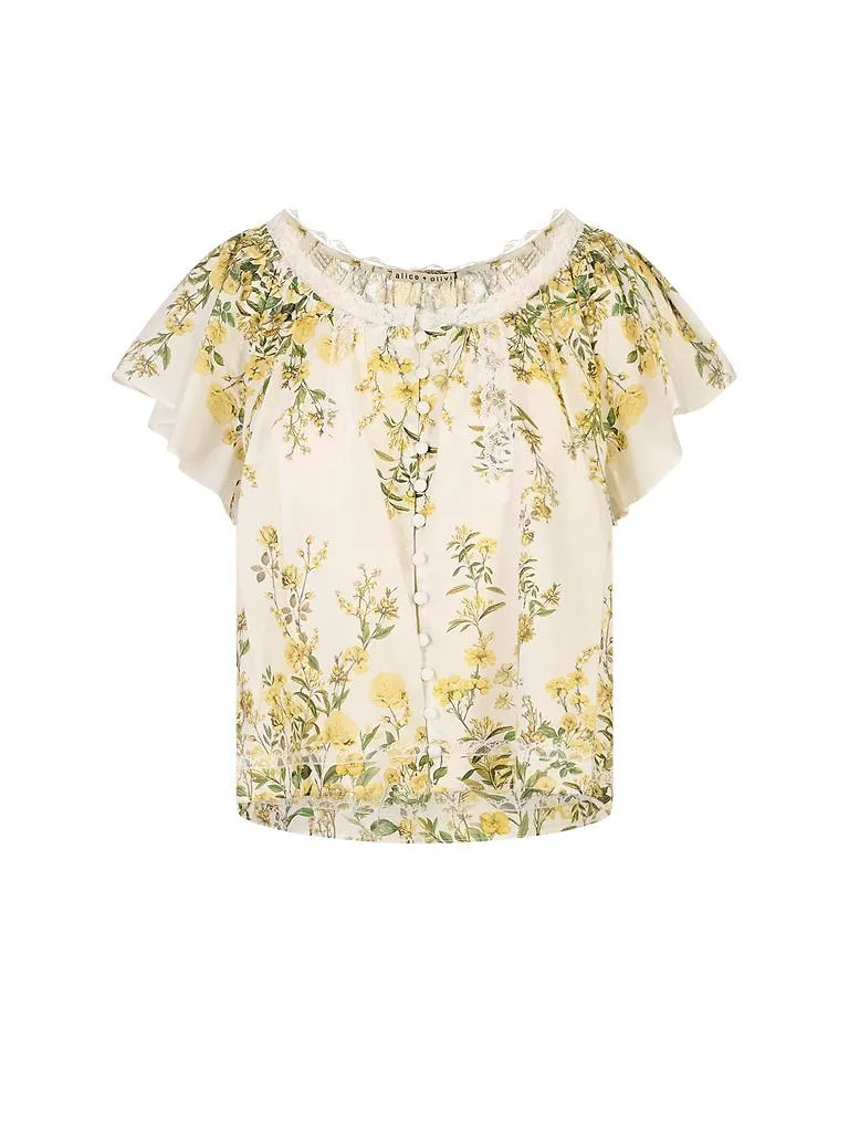 Alice + Olivia Odette Flutter Sleeved Top