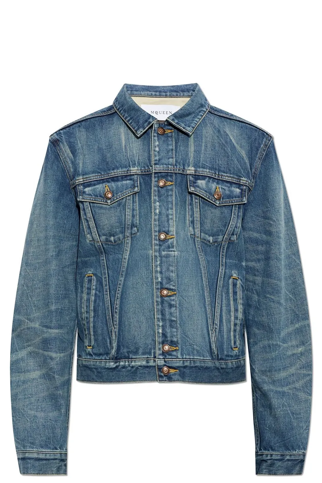 Alexander Mcqueen Faded Panel Denim Jacket