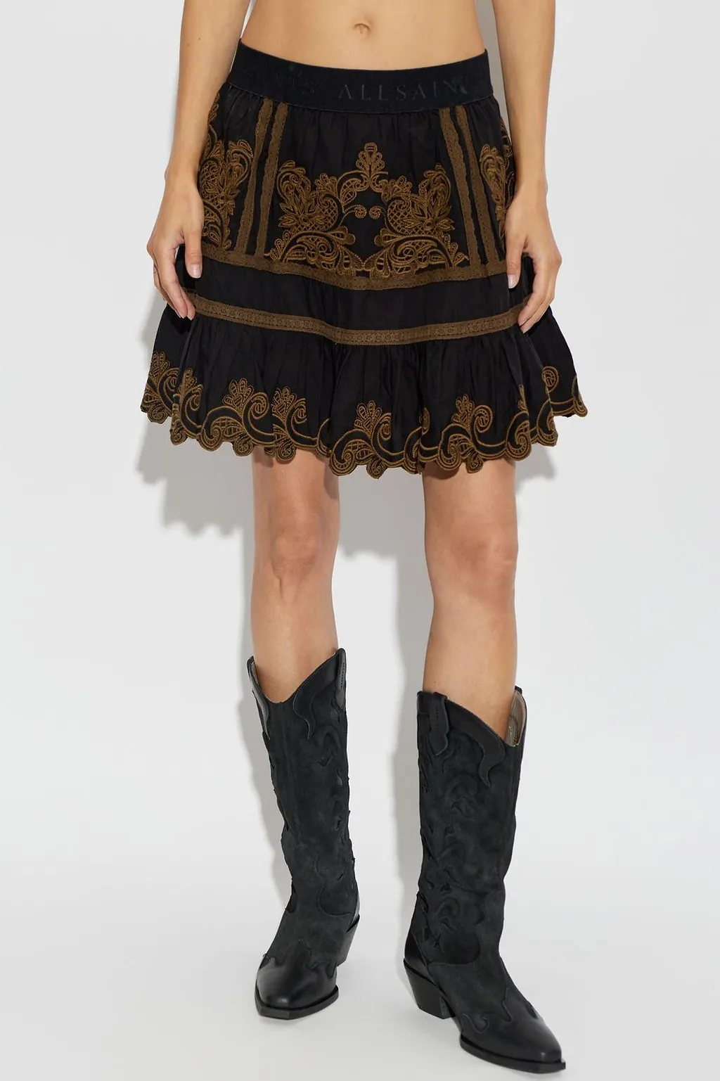 Allsaints Katya Embroidered Mini Skirt