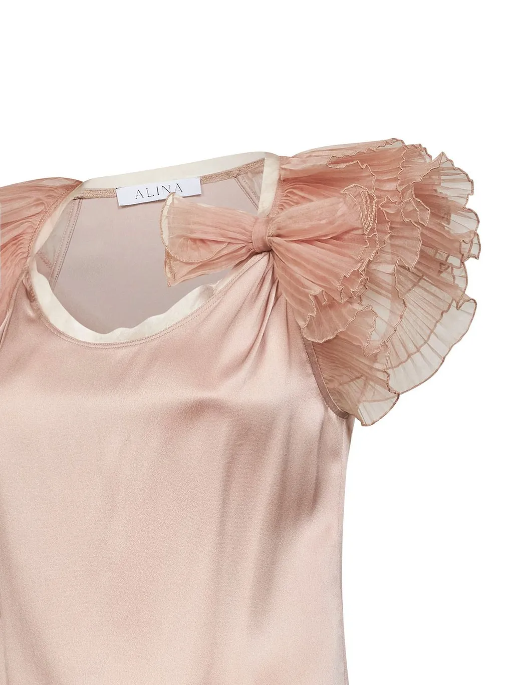 Alina Bow Detail Ruffled Sleeved Top