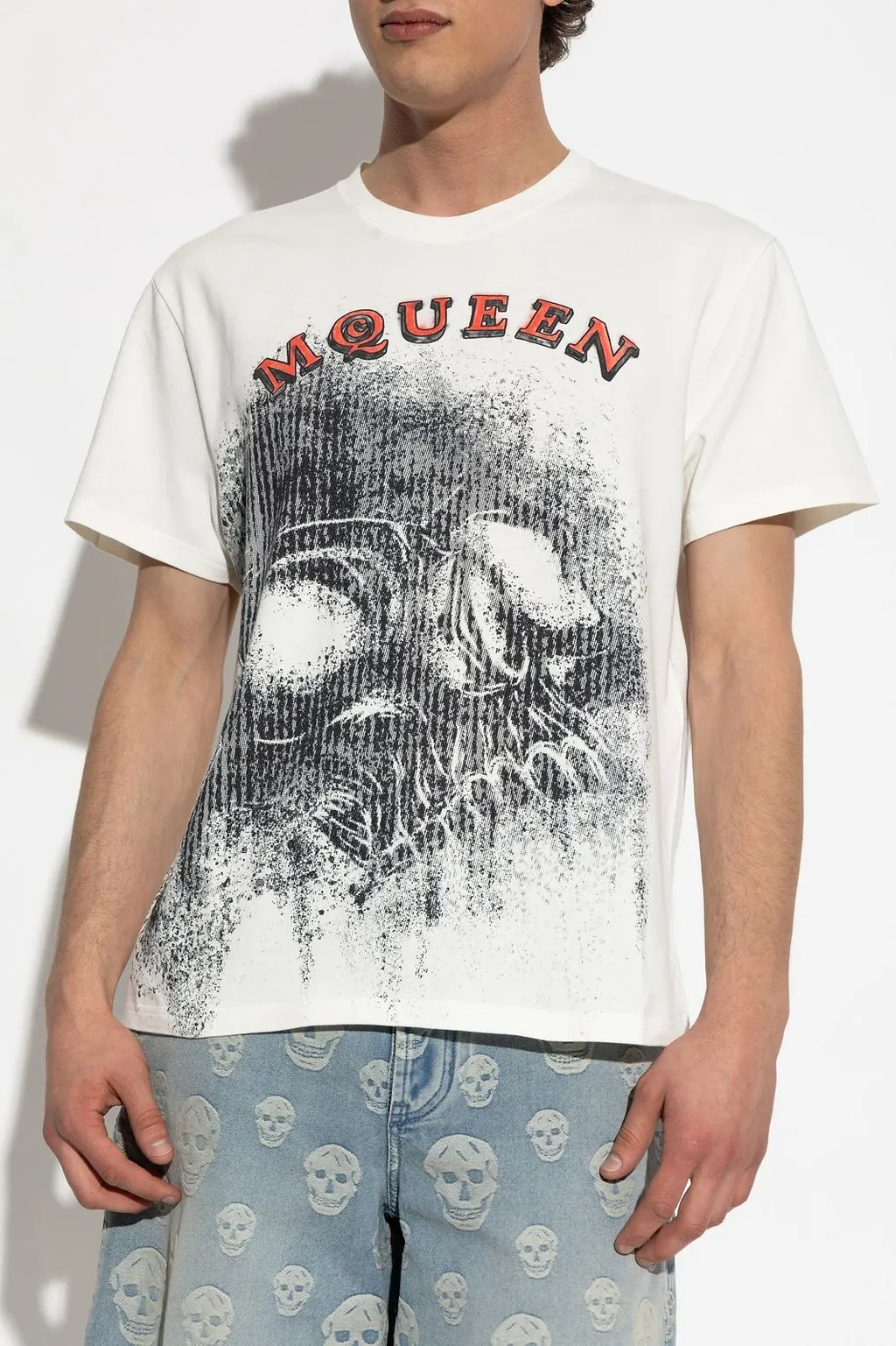Alexander Mcqueen Spray Skull Print Crewneck T-Shirt