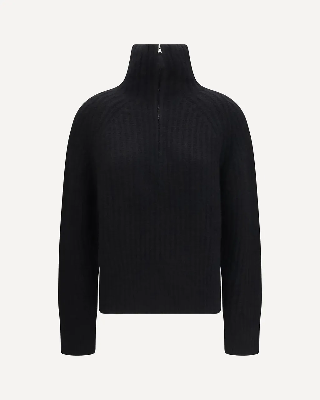 Allude Ribbed Zip Troyer Sweater