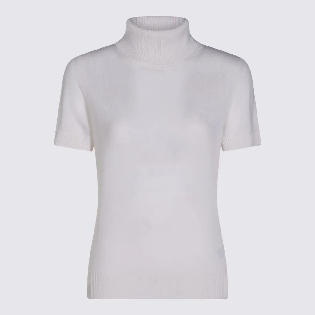 Allude Short-Sleeve Turtleneck Knitted Sweater