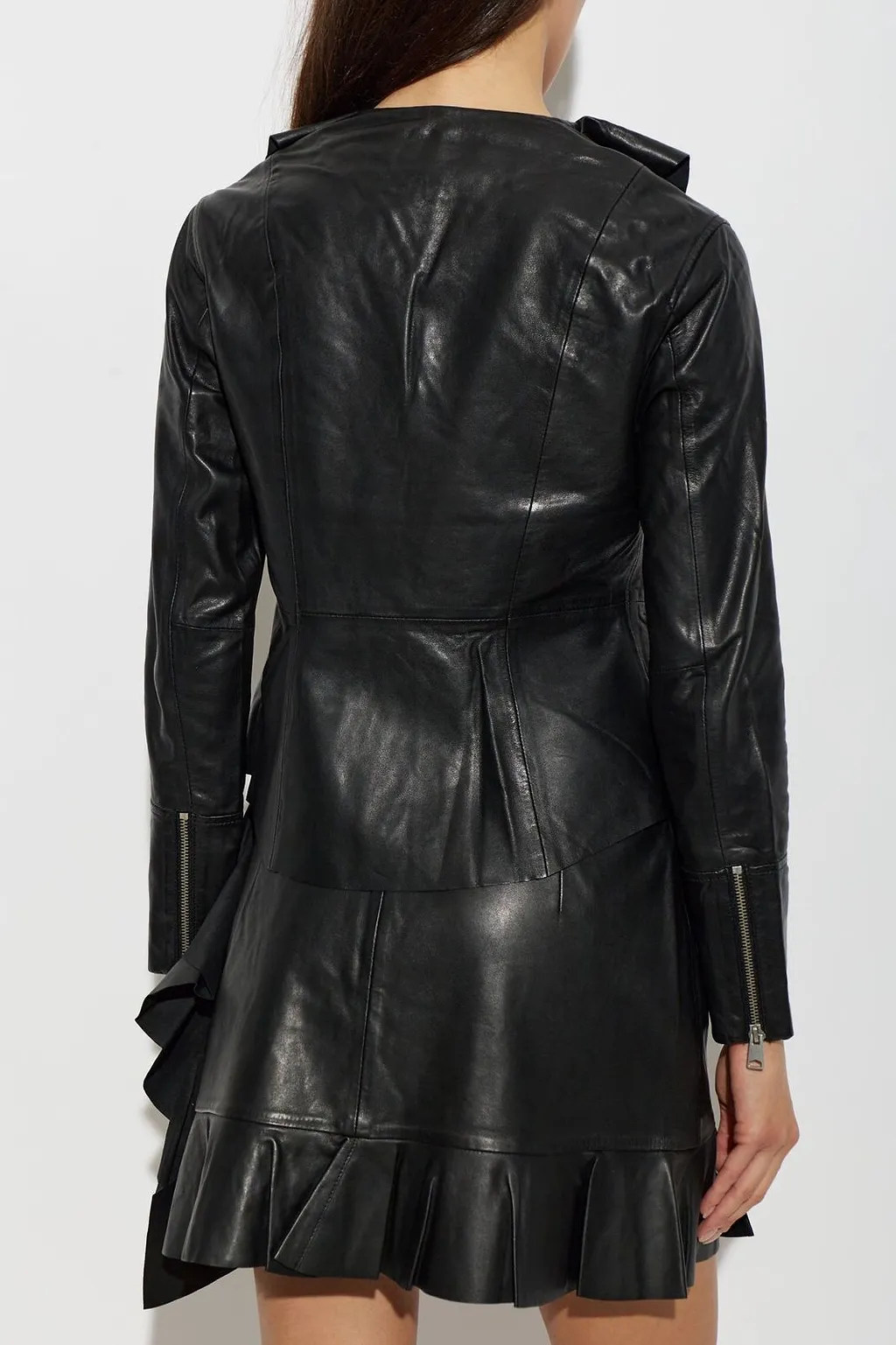 Allsaints Luana Ruffled Leather Top