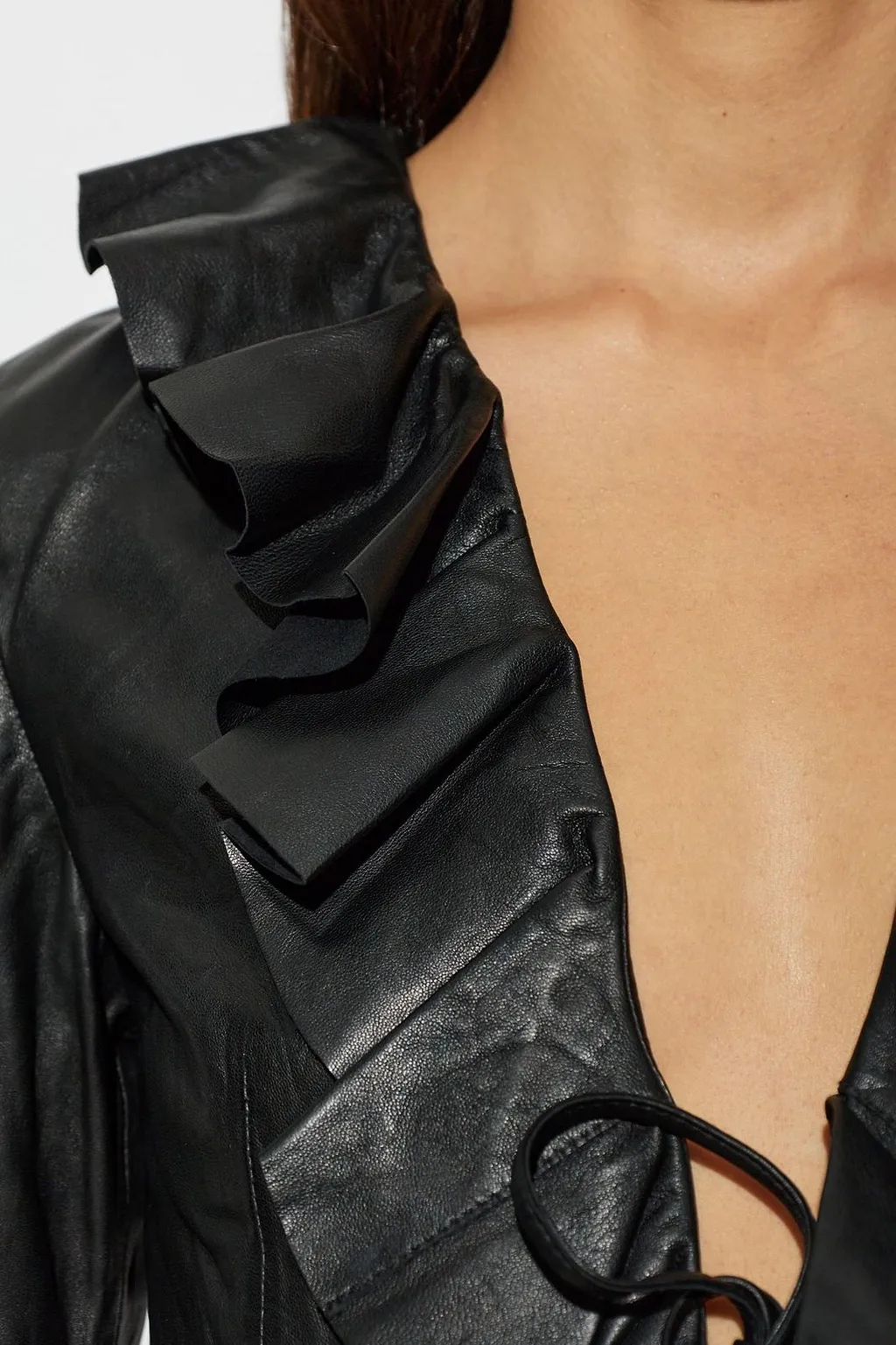 Allsaints Luana Ruffled Leather Top