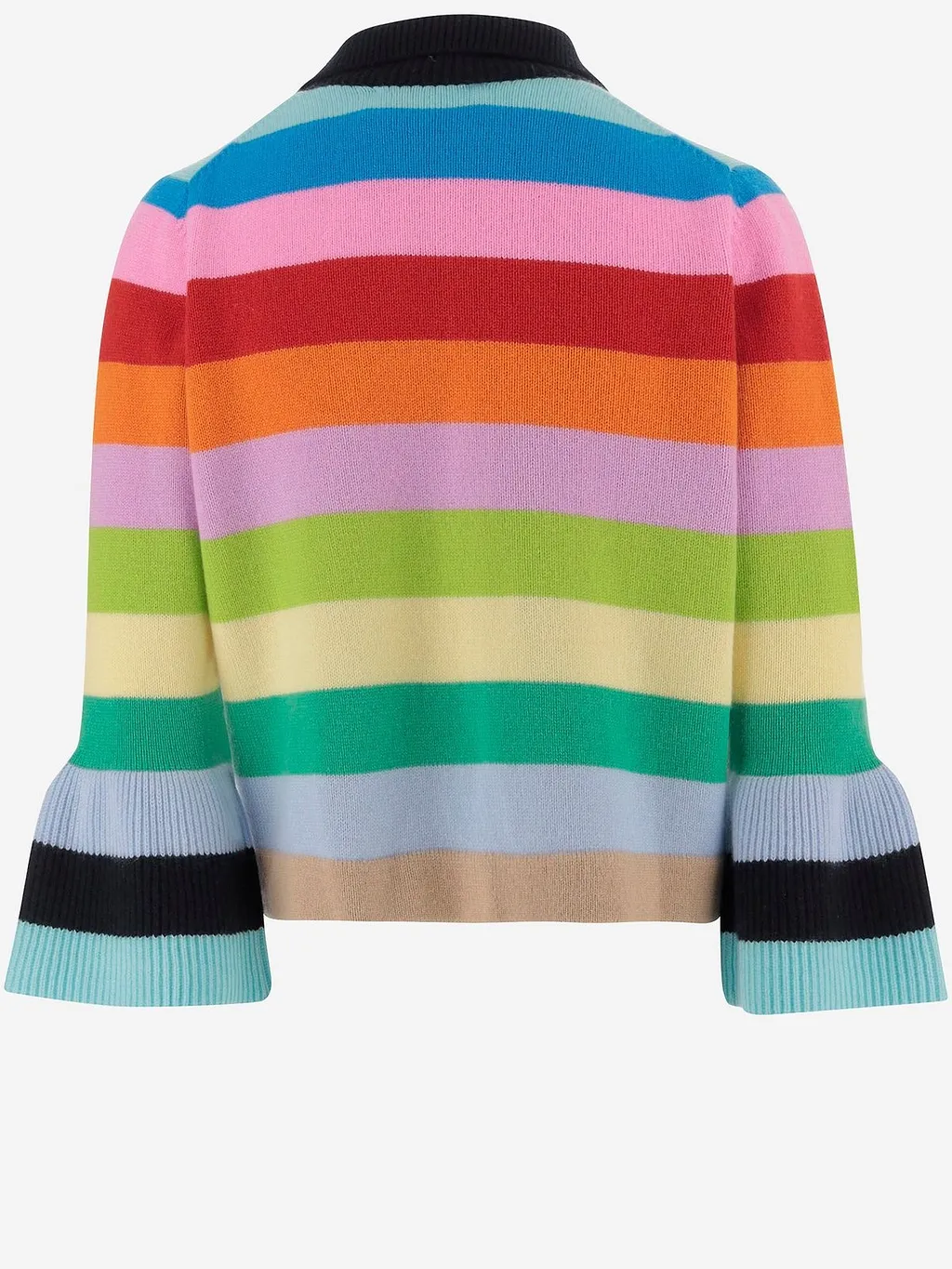 Allude Striped Cropped Knitted Cardigan