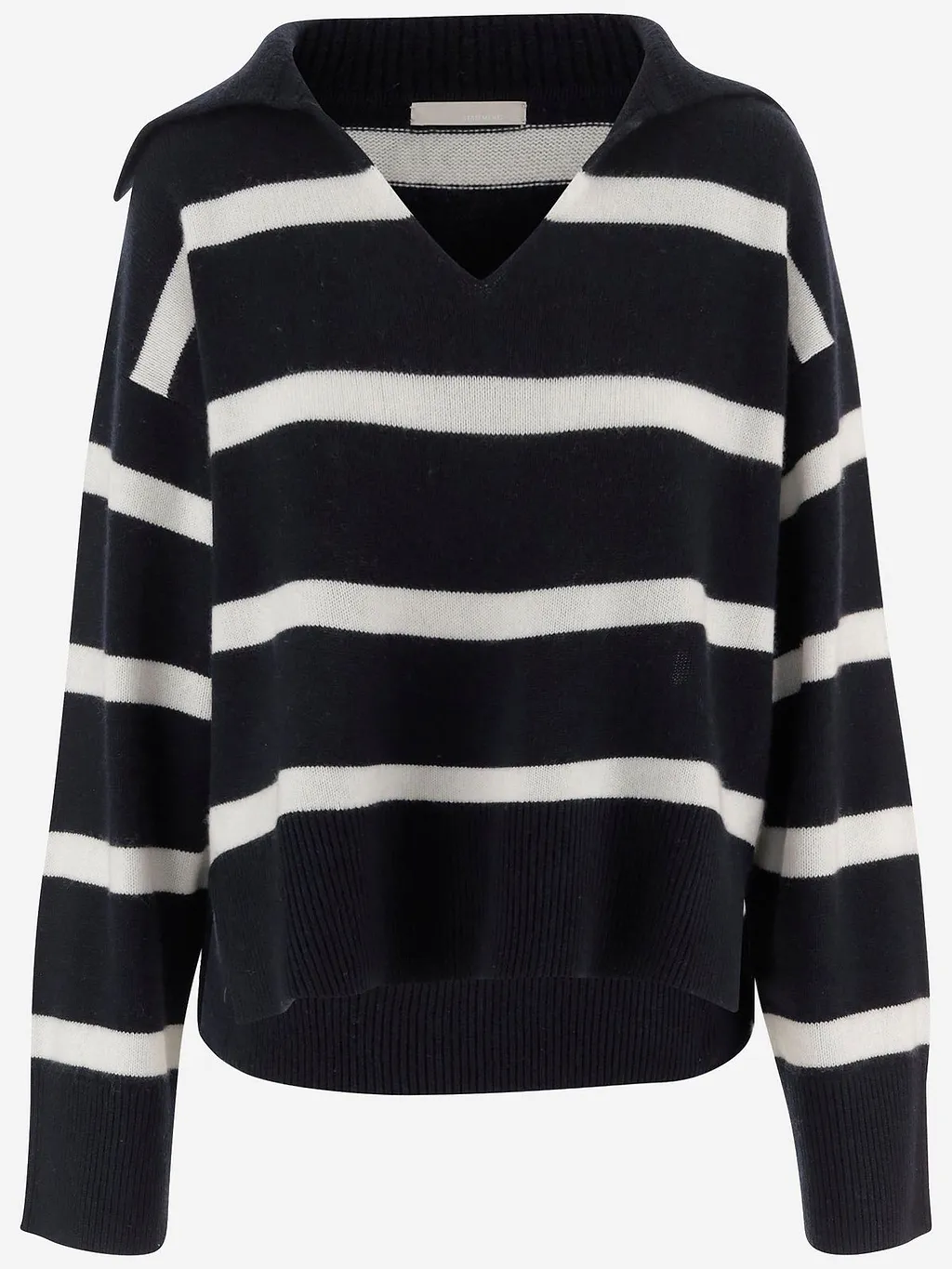 Allude Striped V-Neck Sweater