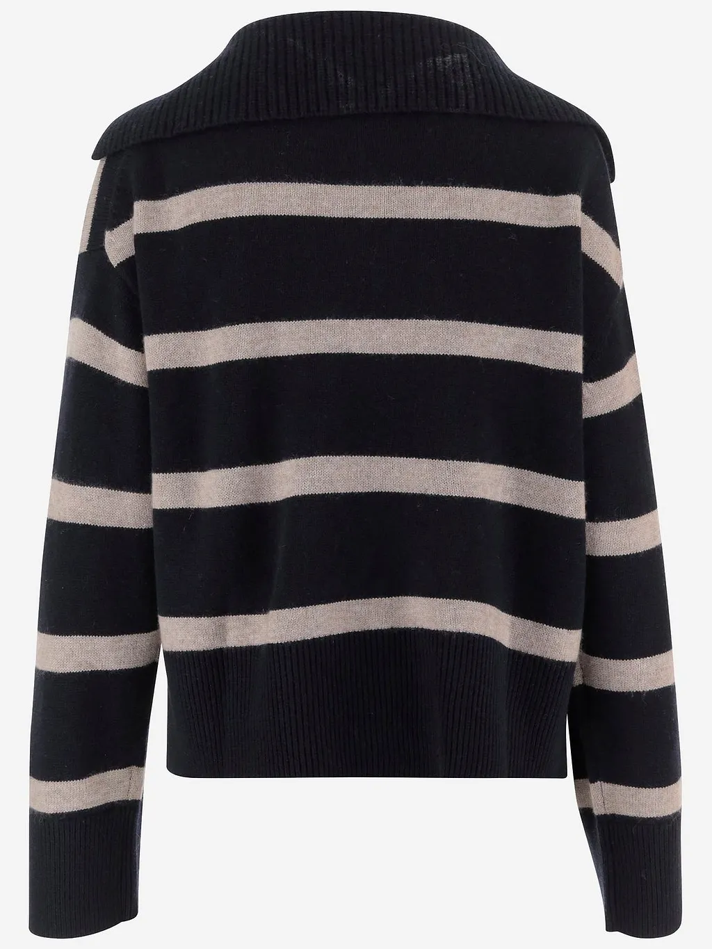Allude Striped V-Neck Collar Knitted Sweater