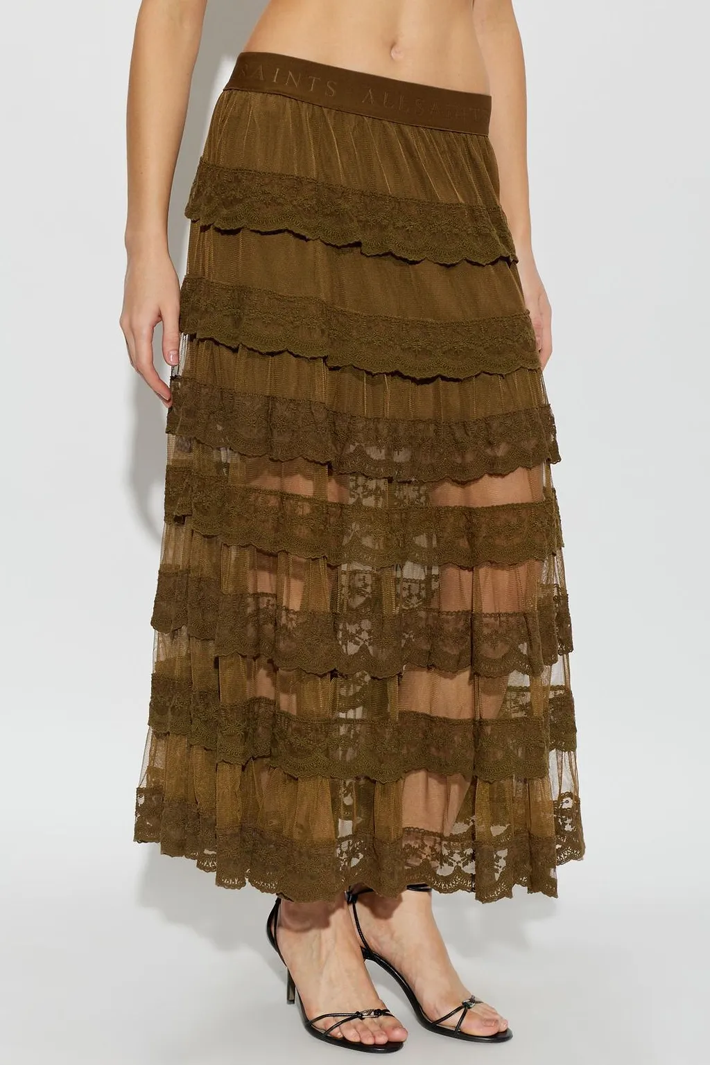 Allsaints Maggie Tiered Lace Maxi Skirt