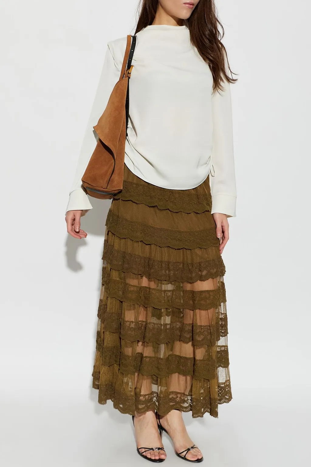 Allsaints Maggie Tiered Lace Maxi Skirt