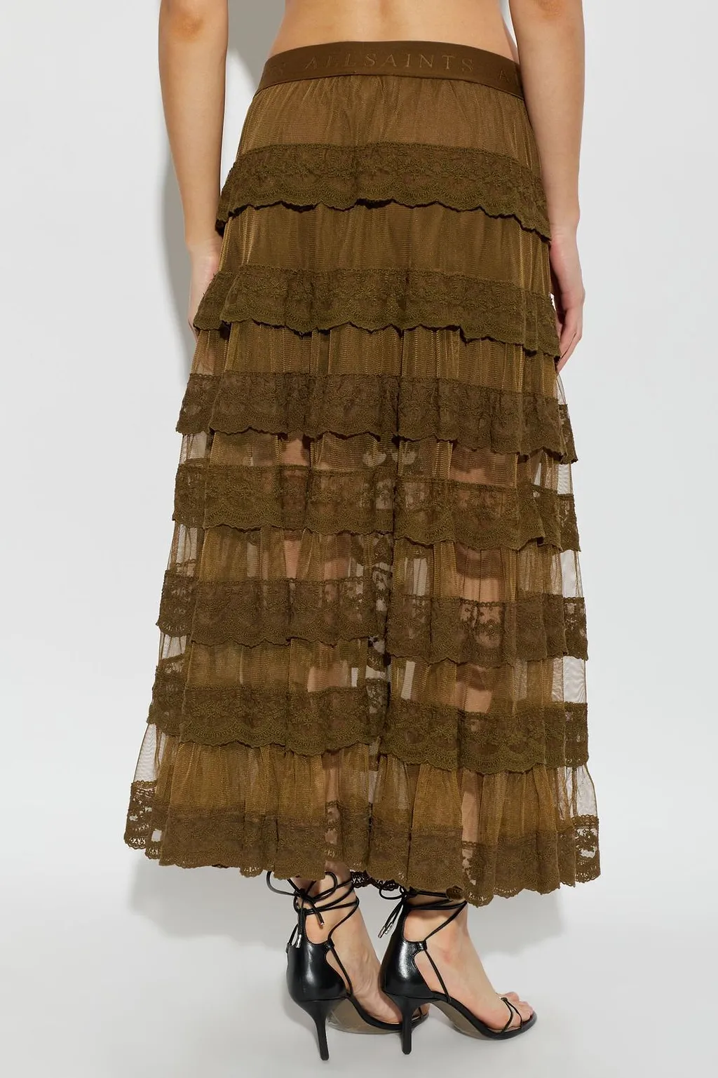 Allsaints Maggie Tiered Lace Maxi Skirt