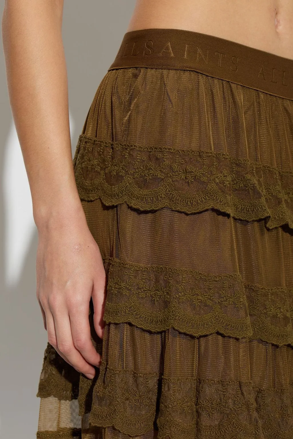 Allsaints Maggie Tiered Lace Maxi Skirt